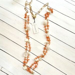 NEW NWT Talbot’s Coral Stone and Pearl Gold Long Necklace $79.50 Retail